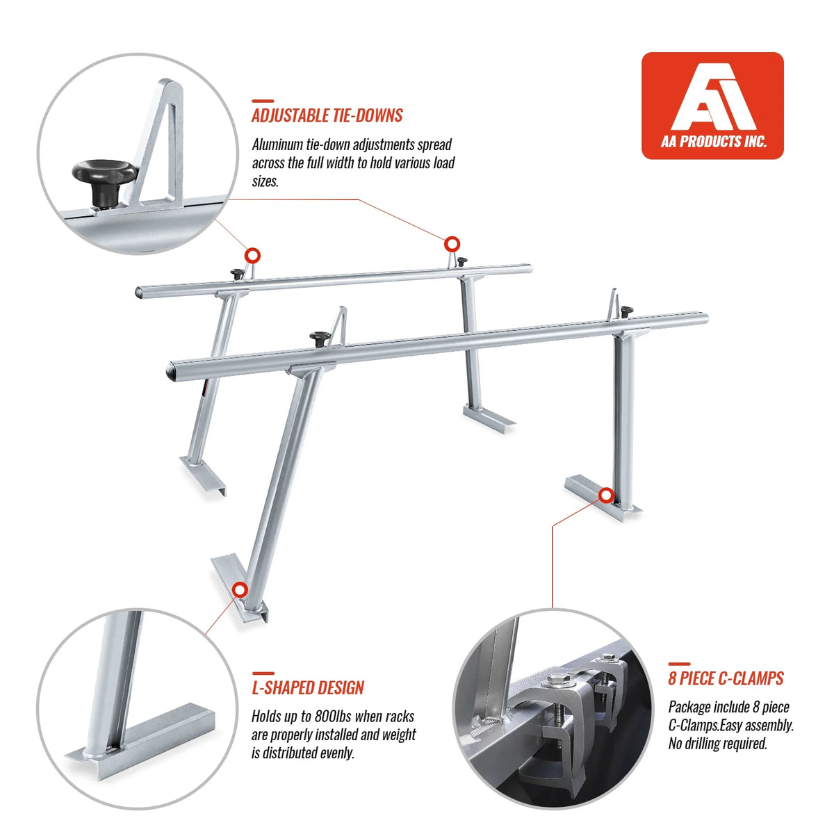 Extendable Aluminum Pick-Up Truck Ladder Rack I13266