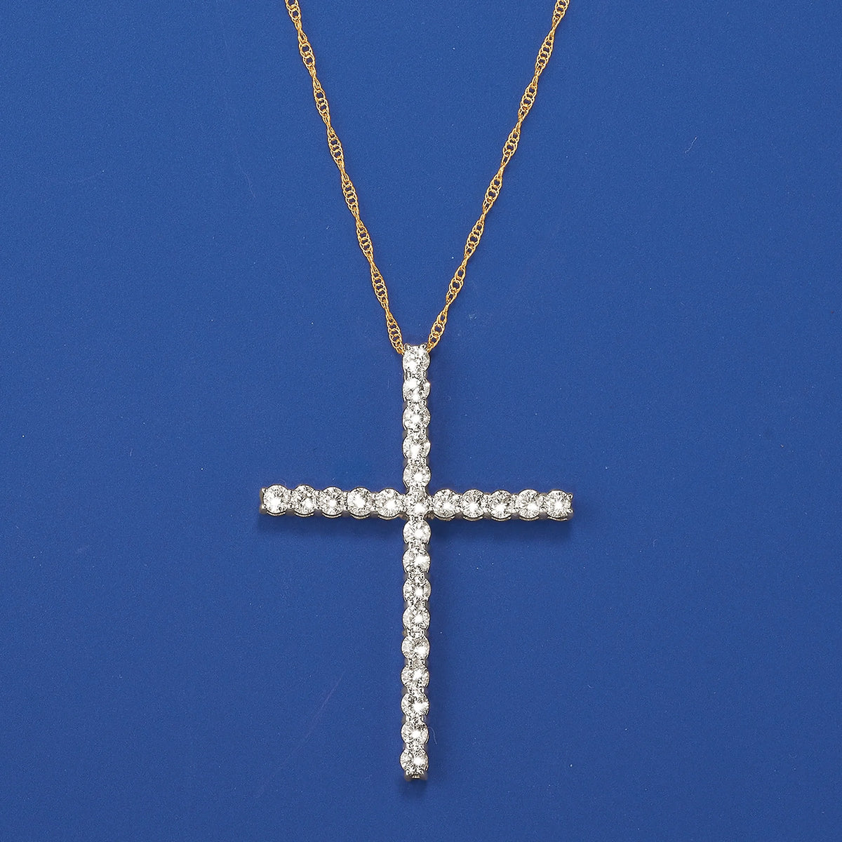 Diamond Cross Pendant Necklace in 14kt Yellow Gold N7105