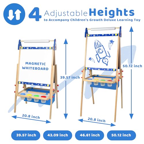 Adjustable Wooden Kids Art Easel with Whiteboard & Chalkboard V49711