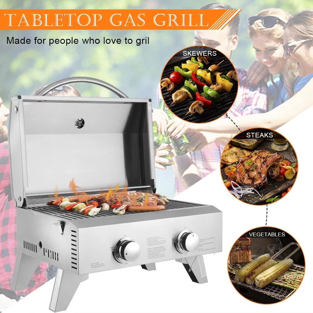 Portable Two-Burner Propane Gas Grill C898048