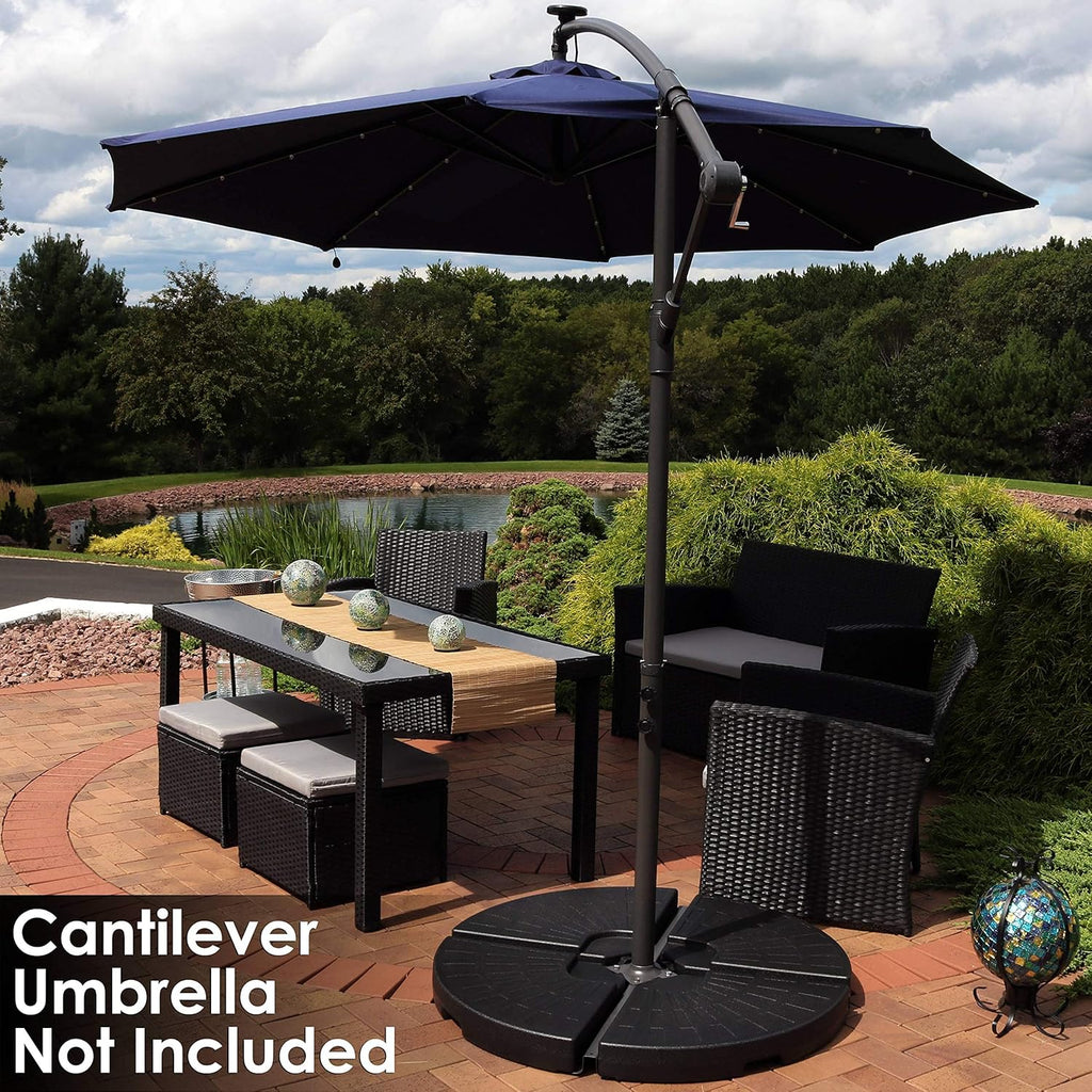 4-Piece Heavy-Duty Cantilever Offset Patio Umbrella Base Plates Black B817437