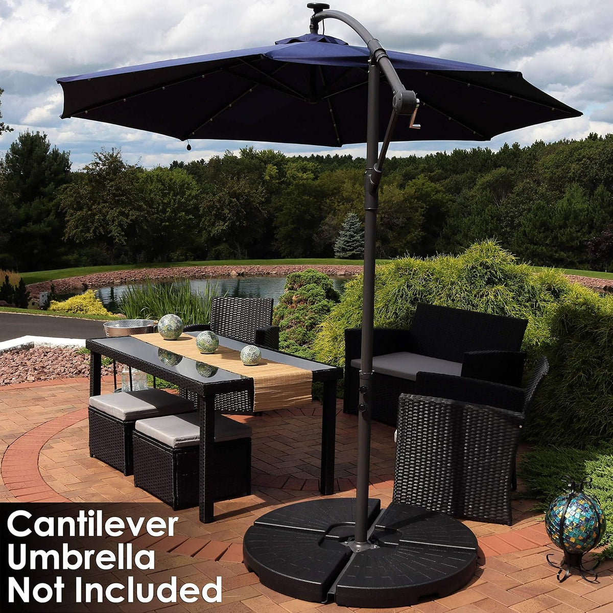 4-Piece Heavy-Duty Cantilever Offset Patio Umbrella Base Plates Black B817437