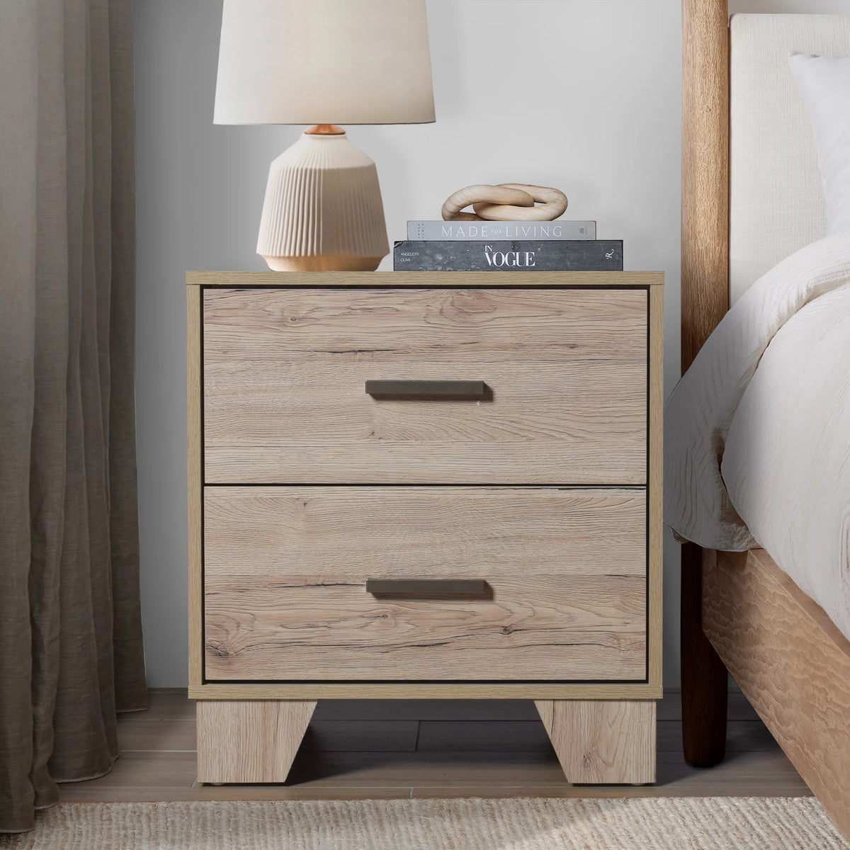 2 Drawers Light Oak Nightstand Z269932