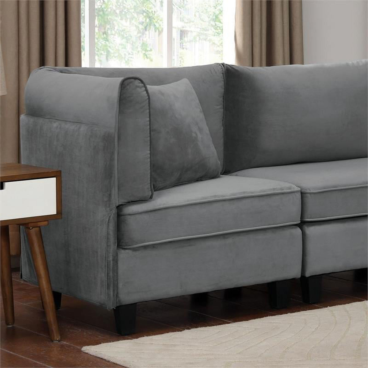 Gray Fabric Upholstered Large Sofa U1278