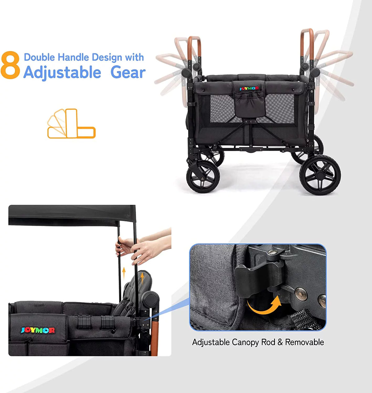 4 Seater Stroller Wagon with UV-Protection Canopy J707