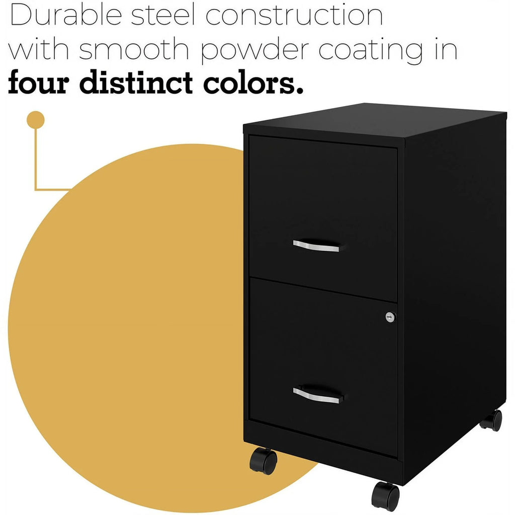 18" 2 Drawer Mobile Metal File Cabinet - Black M141