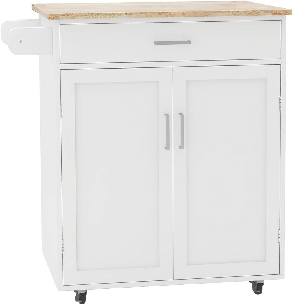 Rolling Wood Kitchen Cart with 2 Drawers and 2 Shelves U2375
