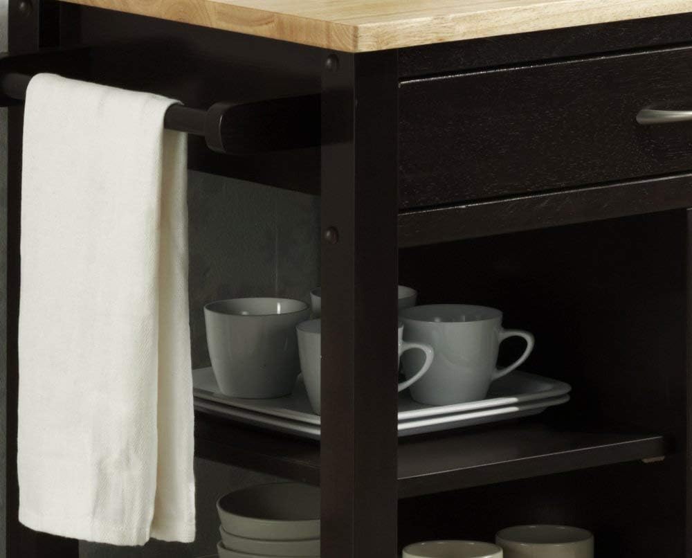 Black and Natural Kitchen Cart D519172