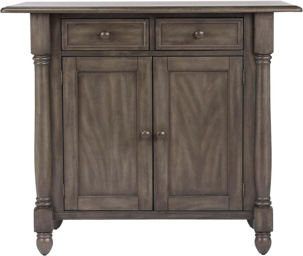 Expandable Drop Leaf Kitchen Island Set with 2 Stools, Drawers and Cabinet N62325