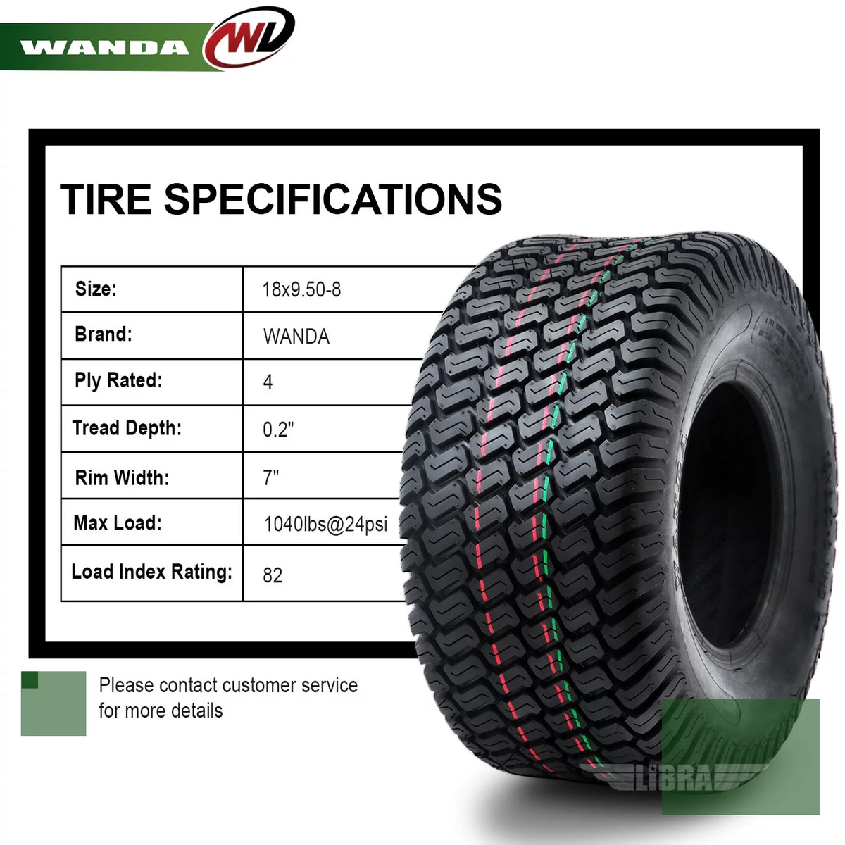 2 New 18x9.50-8 Turf Tires W452019