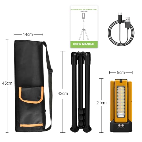 Rechargeable Solar Work Light with Folding Stand and Carrying Bag B567225