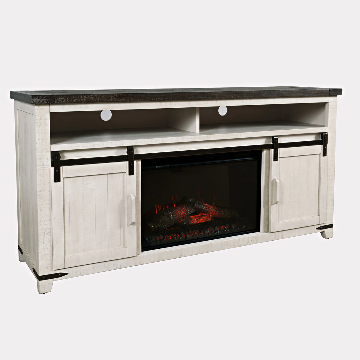 Solid Pine 64" TV Stand Console with Electric Fireplace L99174