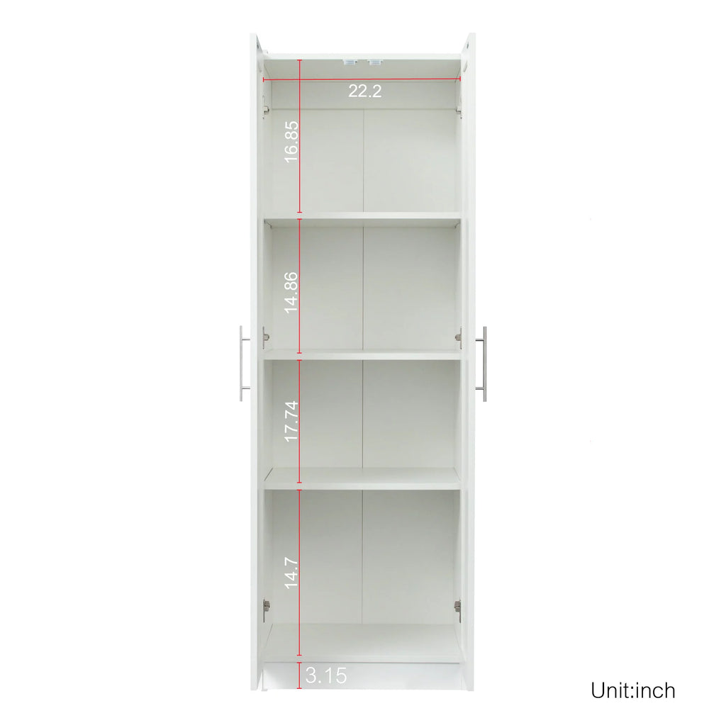 White 2 Door 3 Partition Wardrobe Cabinet E303