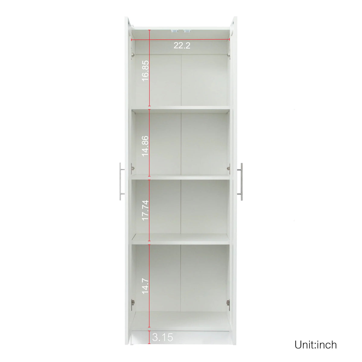 White 2 Door 3 Partition Wardrobe Cabinet E303