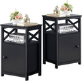 White Set of 2 Night Stand Side Table with Storage Cabinet Y1513