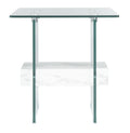 Glass/Faux White Marble Accent Table U70431