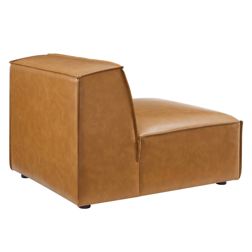 Tan 6-Piece Vegan Leather Sectional Sofa F16038