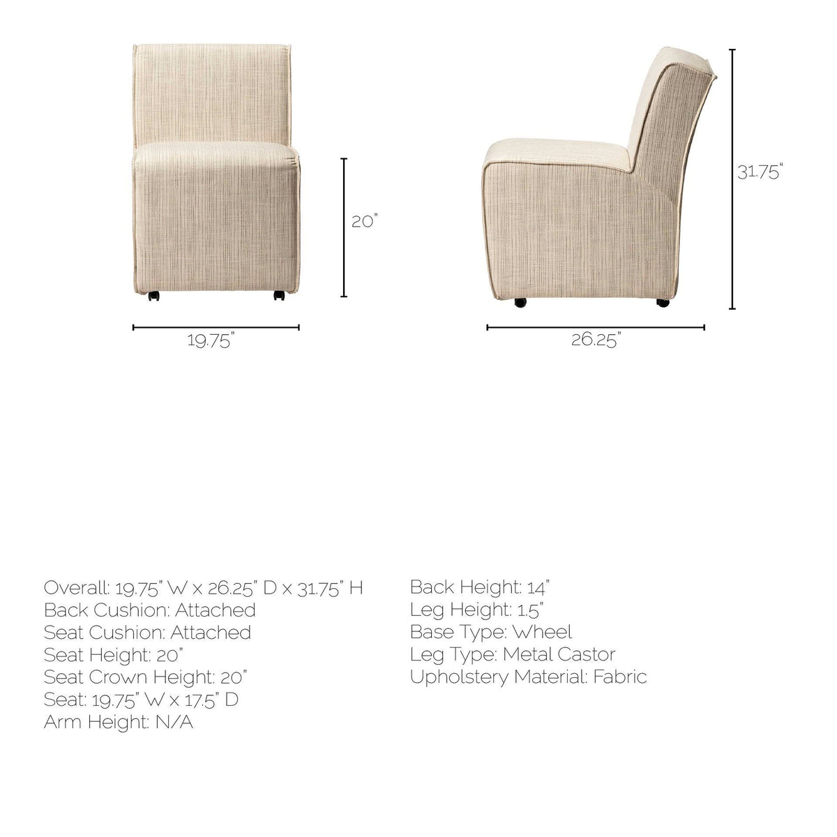 Cream-Toned Fabric Dining Chair with Wooden Base P622