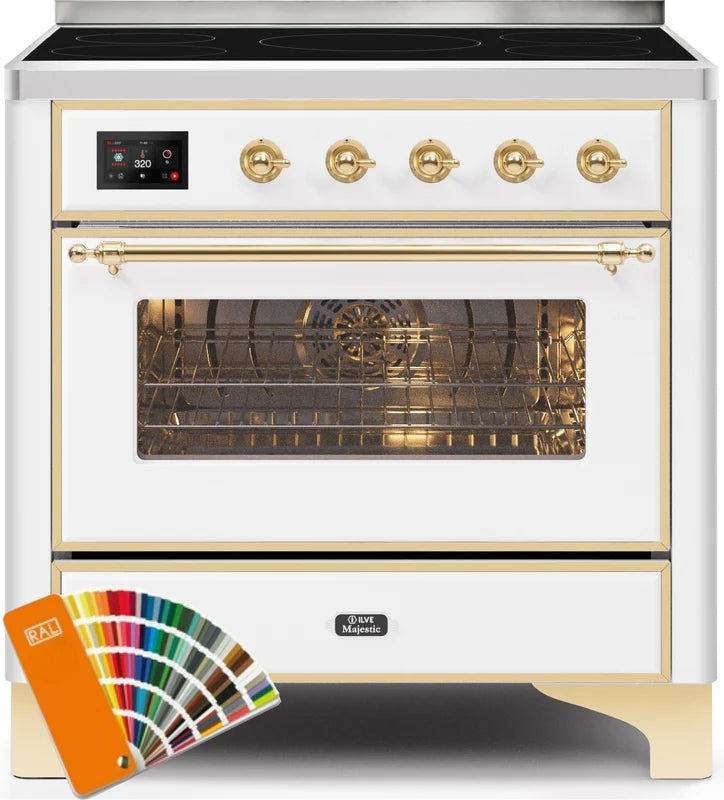 36 Induction Range with Electric Oven and Brass Trim I445