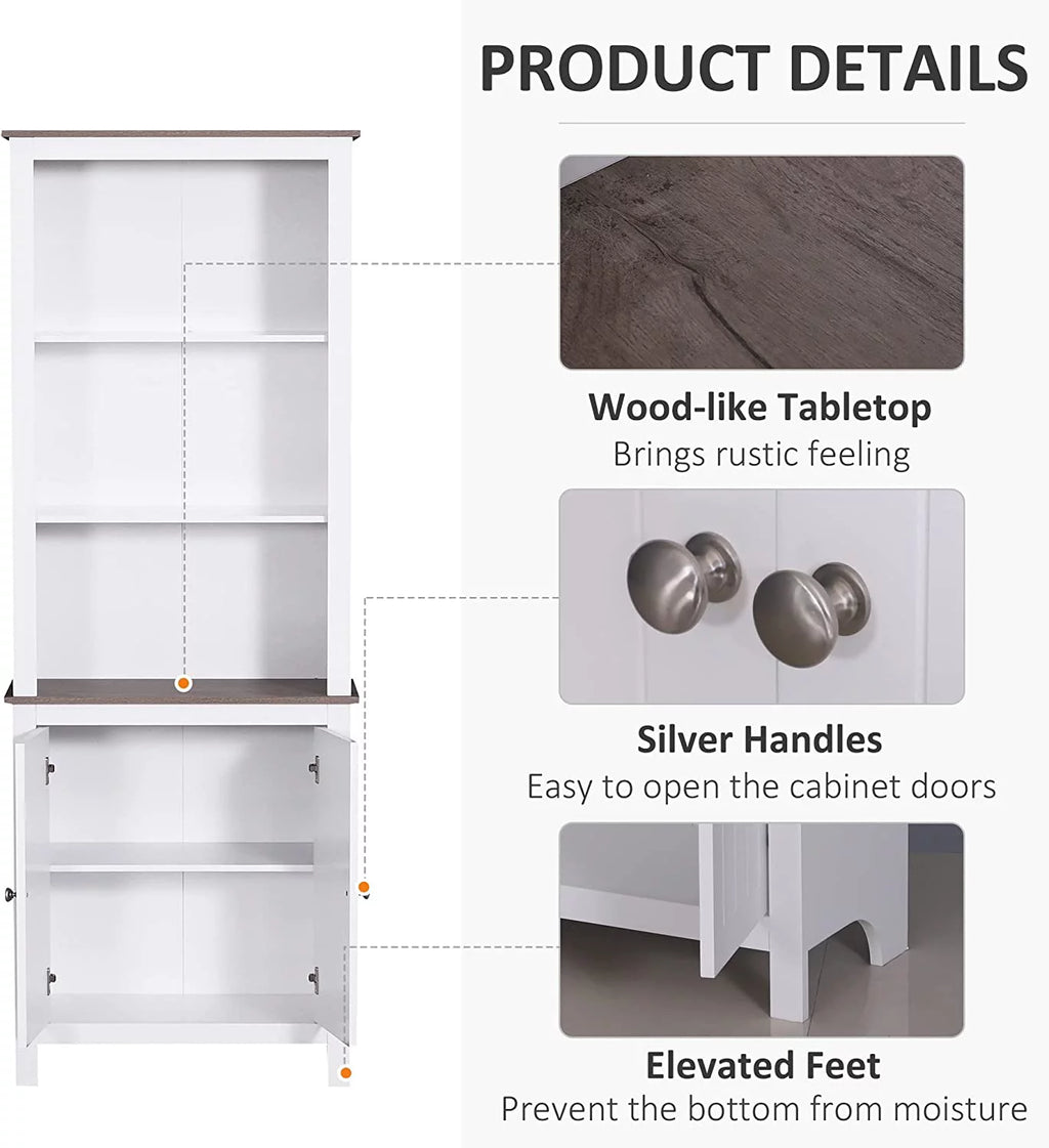 White 3-Tier Double Door Storage Cabinet K8225
