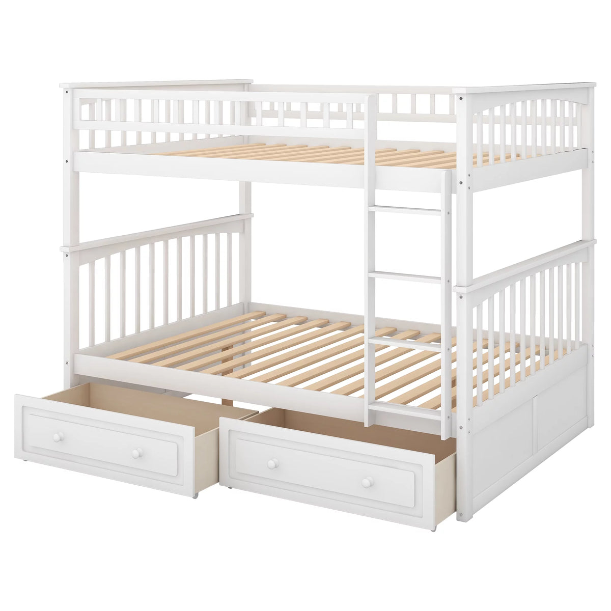 Pine Wood Full-Over-Full Bunk Bed with Storage Z7138