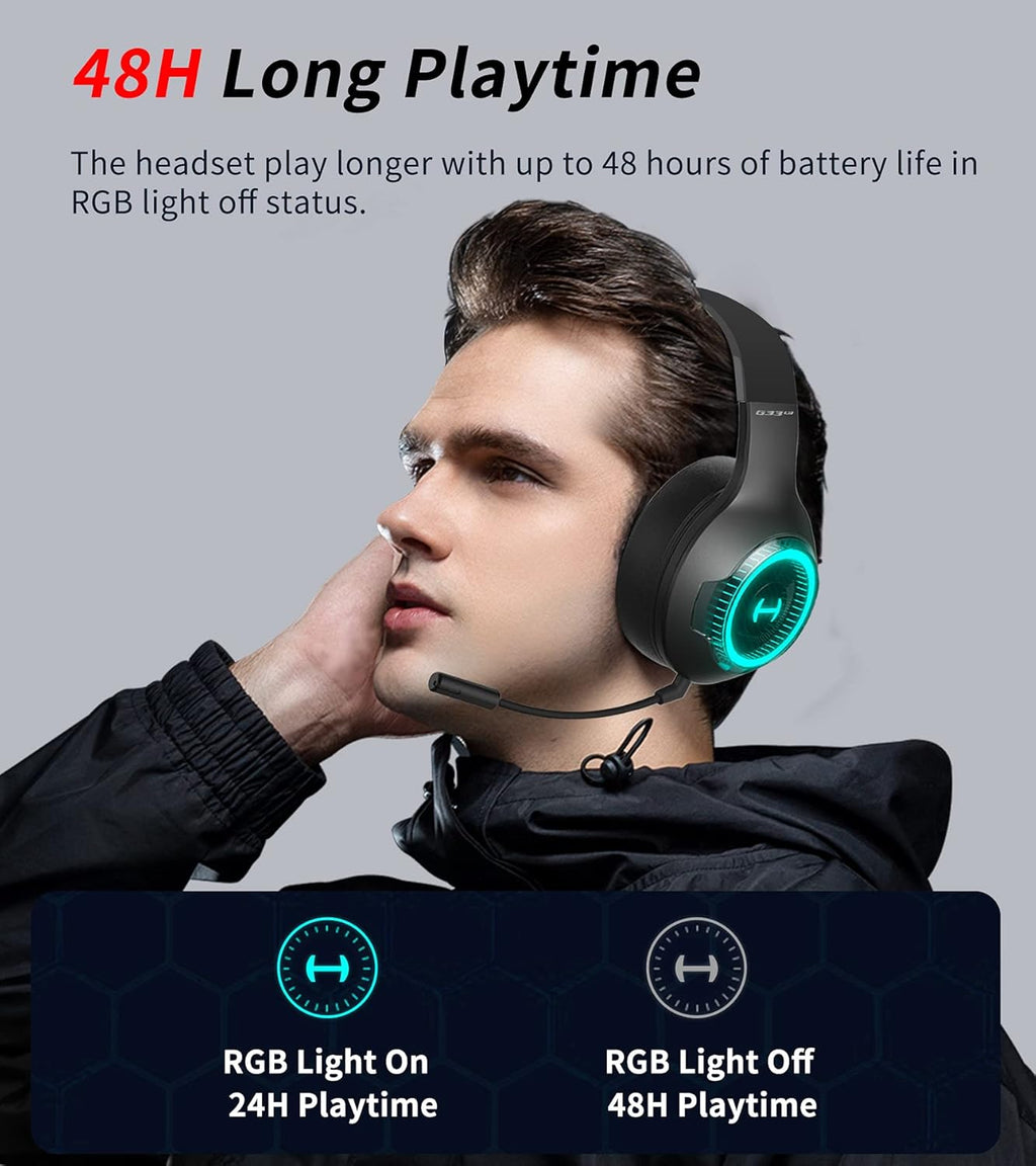 Bluetooth 5.0 Wireless Gaming Headset with Detachable Microphone M396