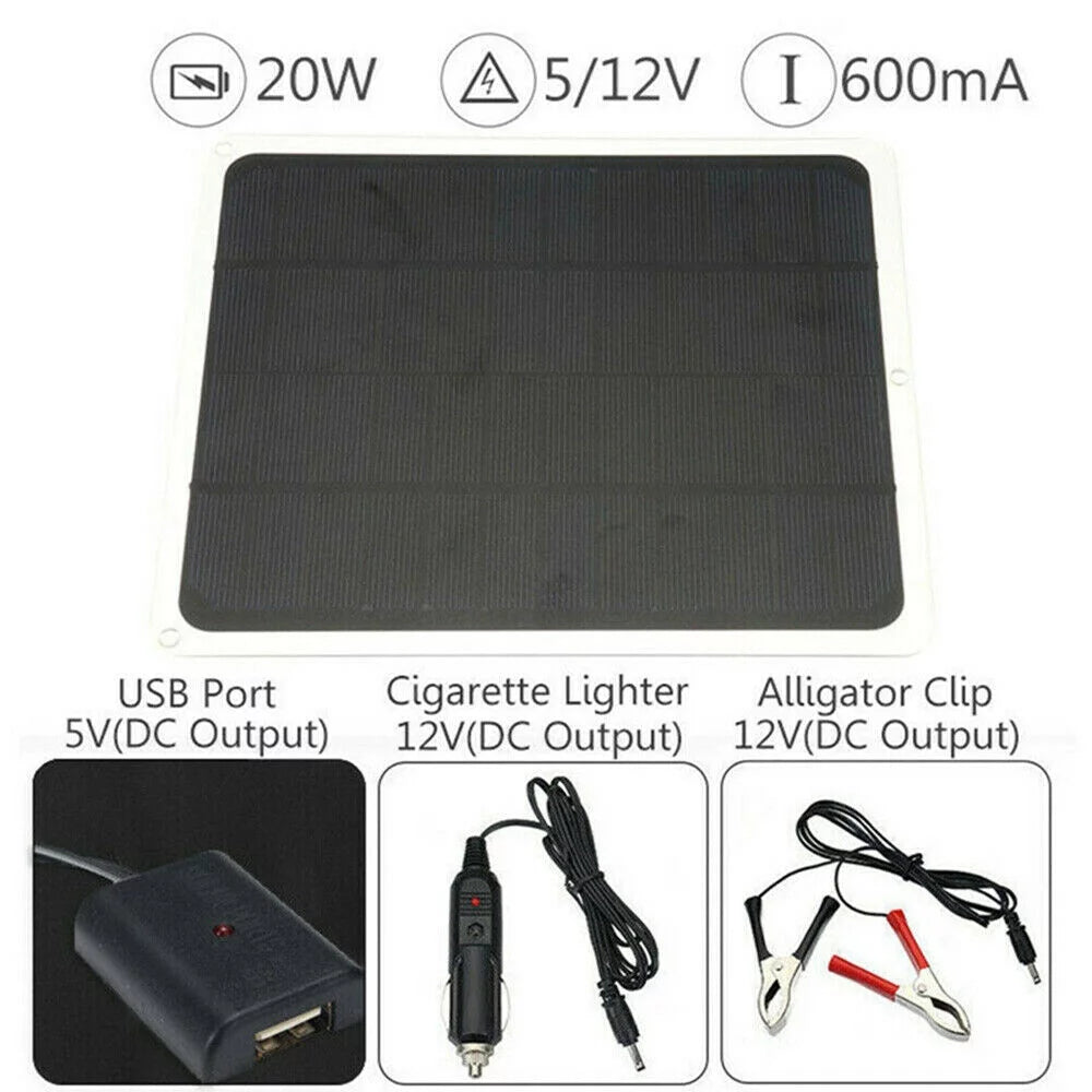 20W Solar Panel 12V Battery Charger W53767