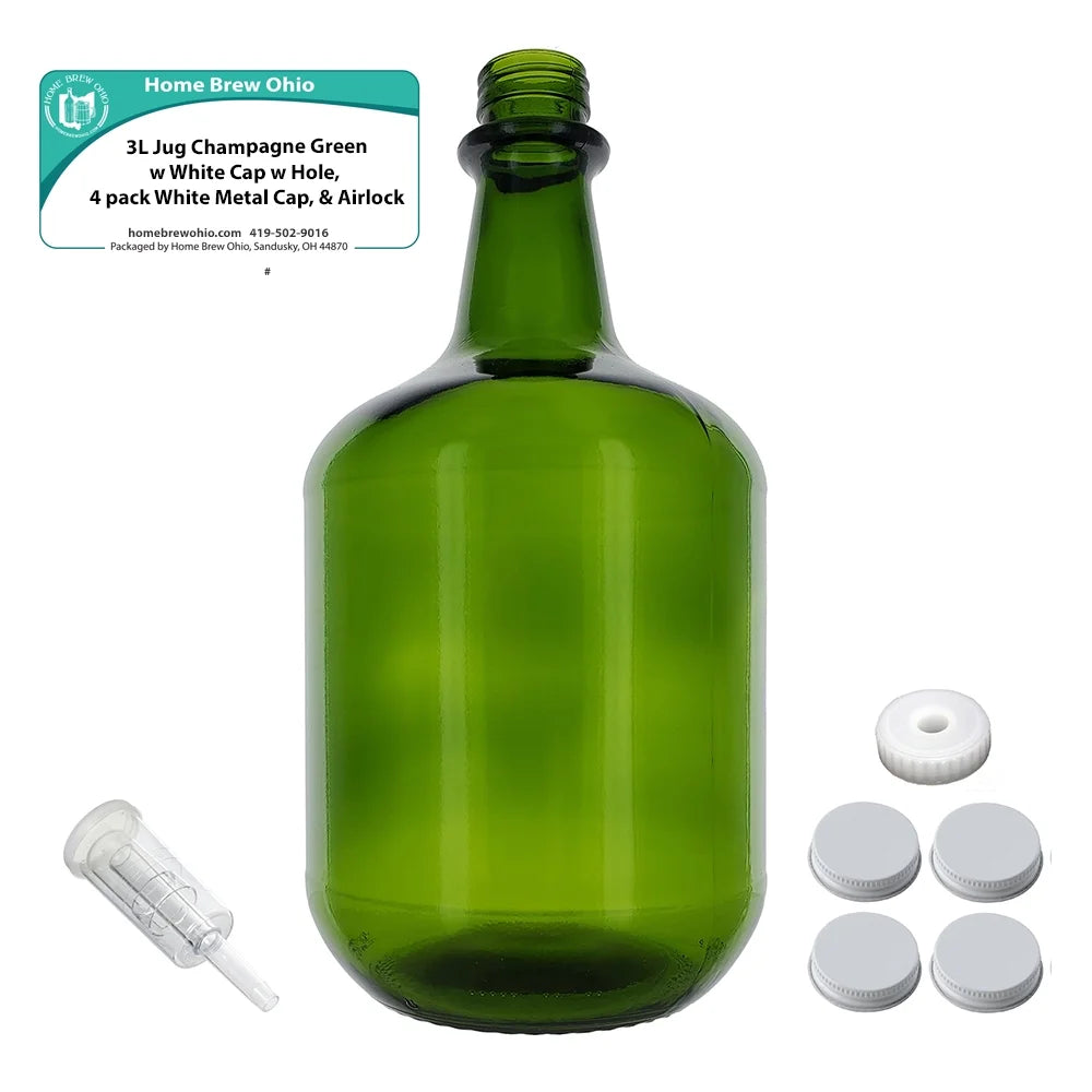 3L Jug with Hole, Three-Piece Airlock, and Metal Cap Pack of Four A9005
