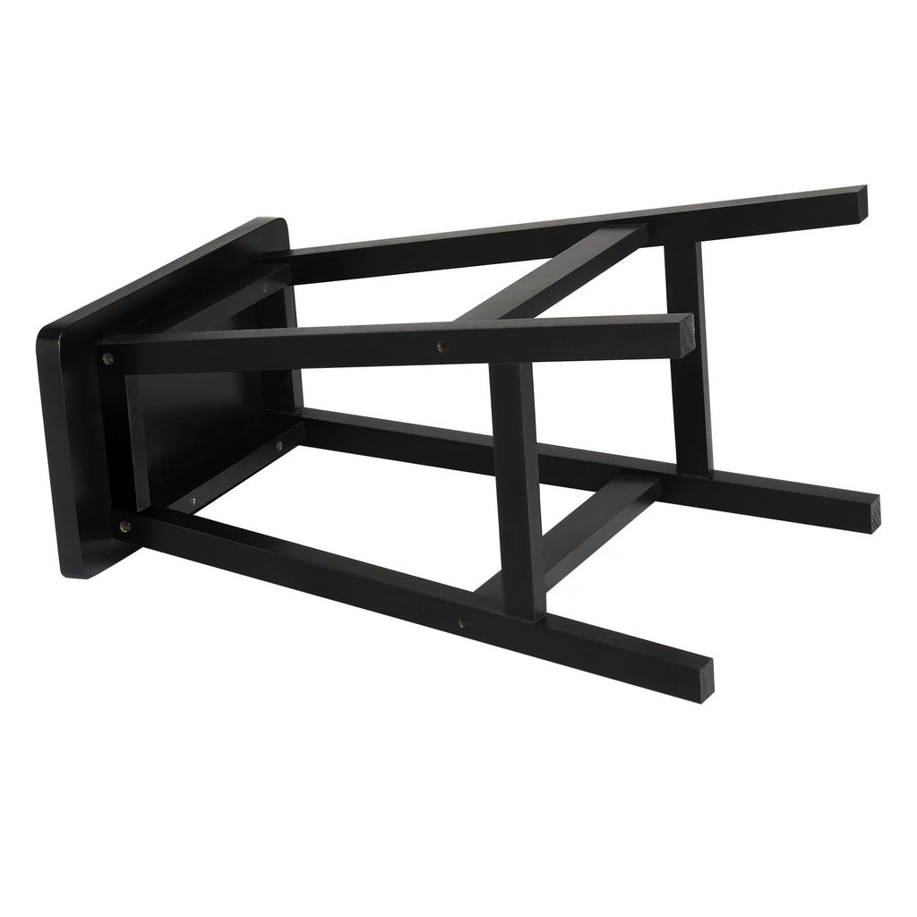 Set of 4 Black Wooden Saddle Seat Bar Stools N8956