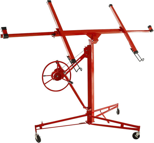 11FT 150LB Drywall Lifter Panel Hoist with Rolling Caster (Yellow) Q4802