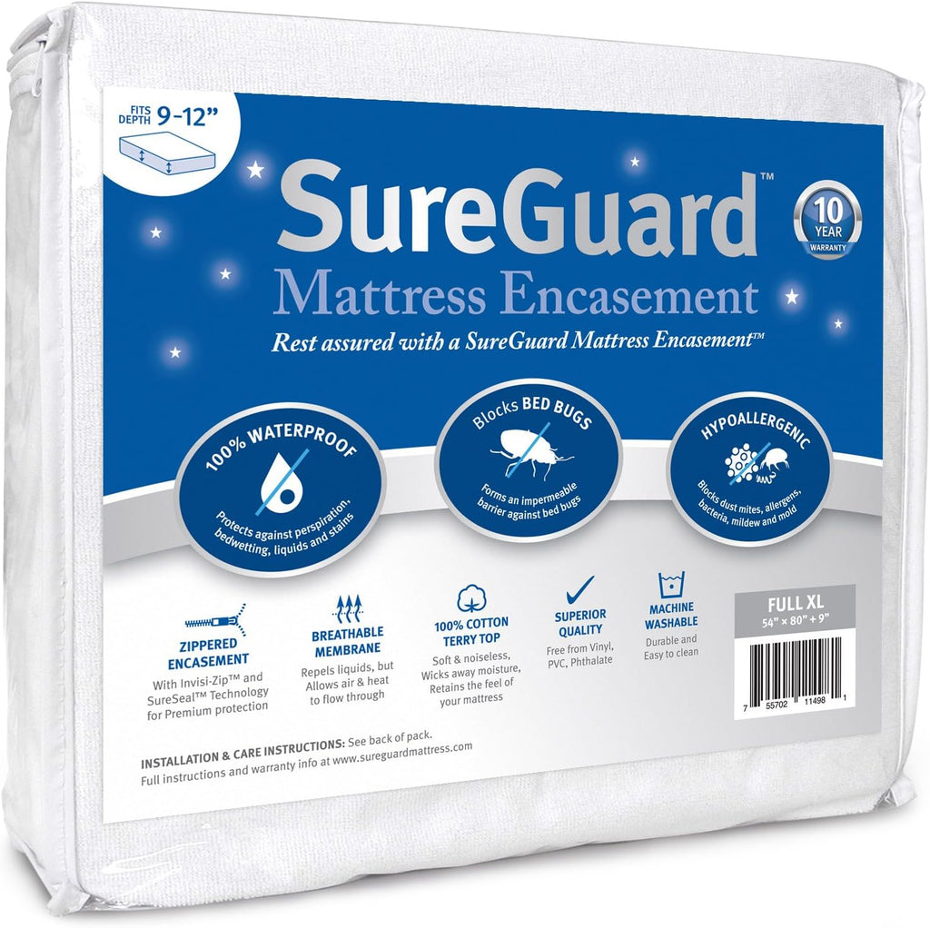 Cal King Mattress Encasement - 100% Waterproof, Bed Bug Proof - Zippered Six-Sided Cover G744