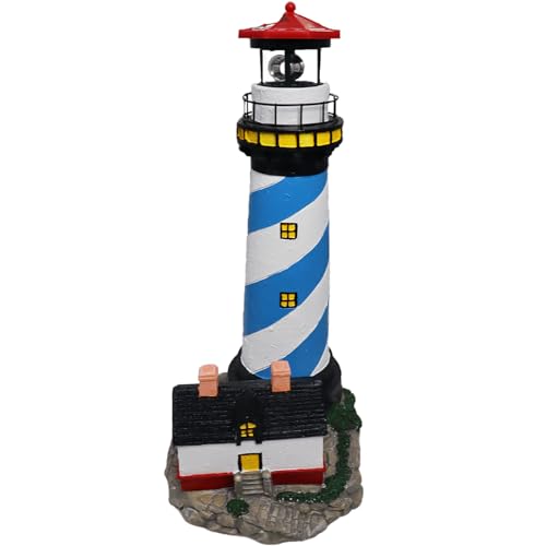 18" Solar Lighthouse with Rotating Beacon, Waterproof Outdoor Garden Decor (Black) Z138