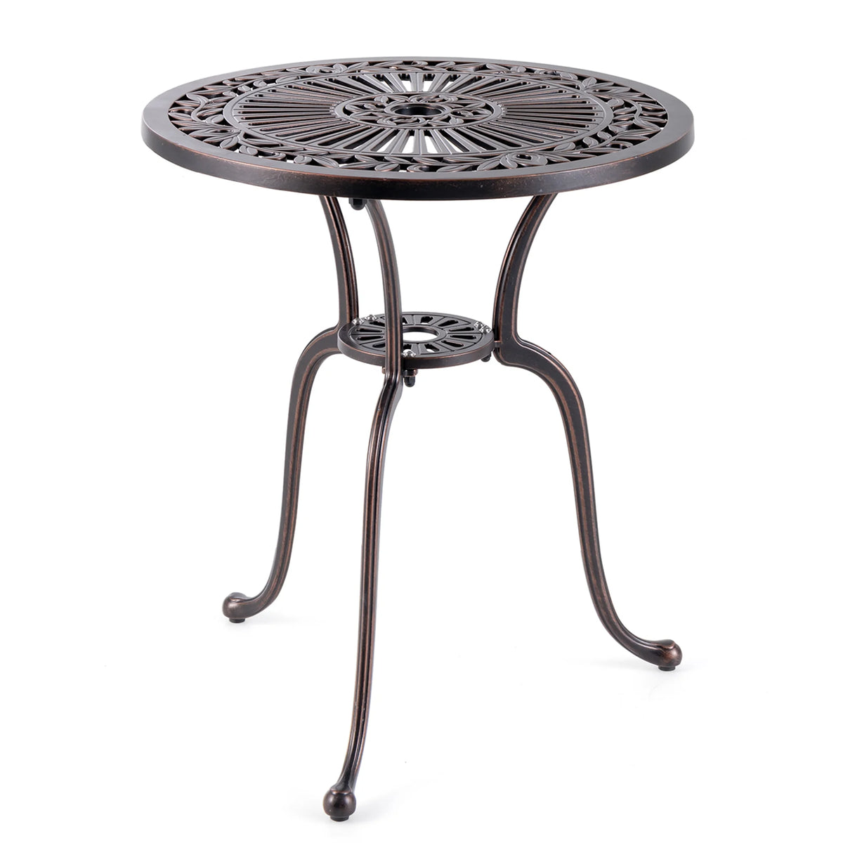 24 Round Cast Aluminum Patio Bistro Table with Umbrella Hole Z7350