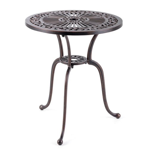 24 Round Cast Aluminum Patio Bistro Table with Umbrella Hole Z7350