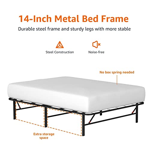 Black Twin Size Metal Platform Bed Frame with Storage I1758