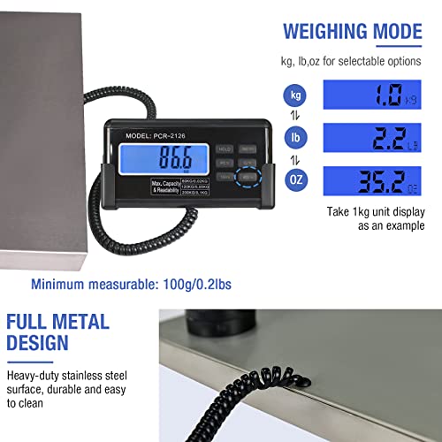 660lbs LCD Digital Platform Heavy Duty Portable Stainless Steel Shipping Scale J4690