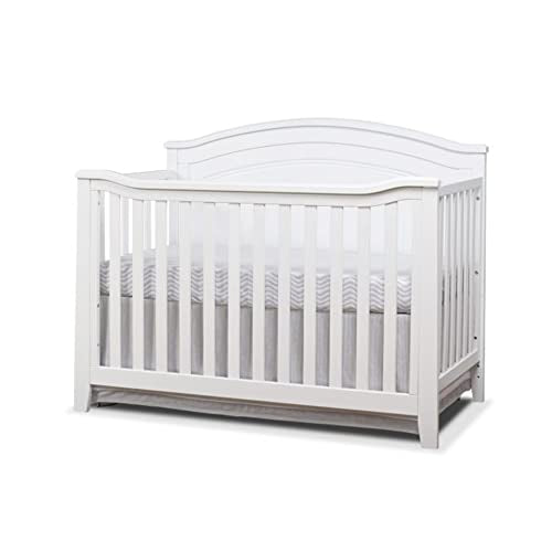 Gray Round Top 4-in-1 Convertible Wooden Crib Y333816