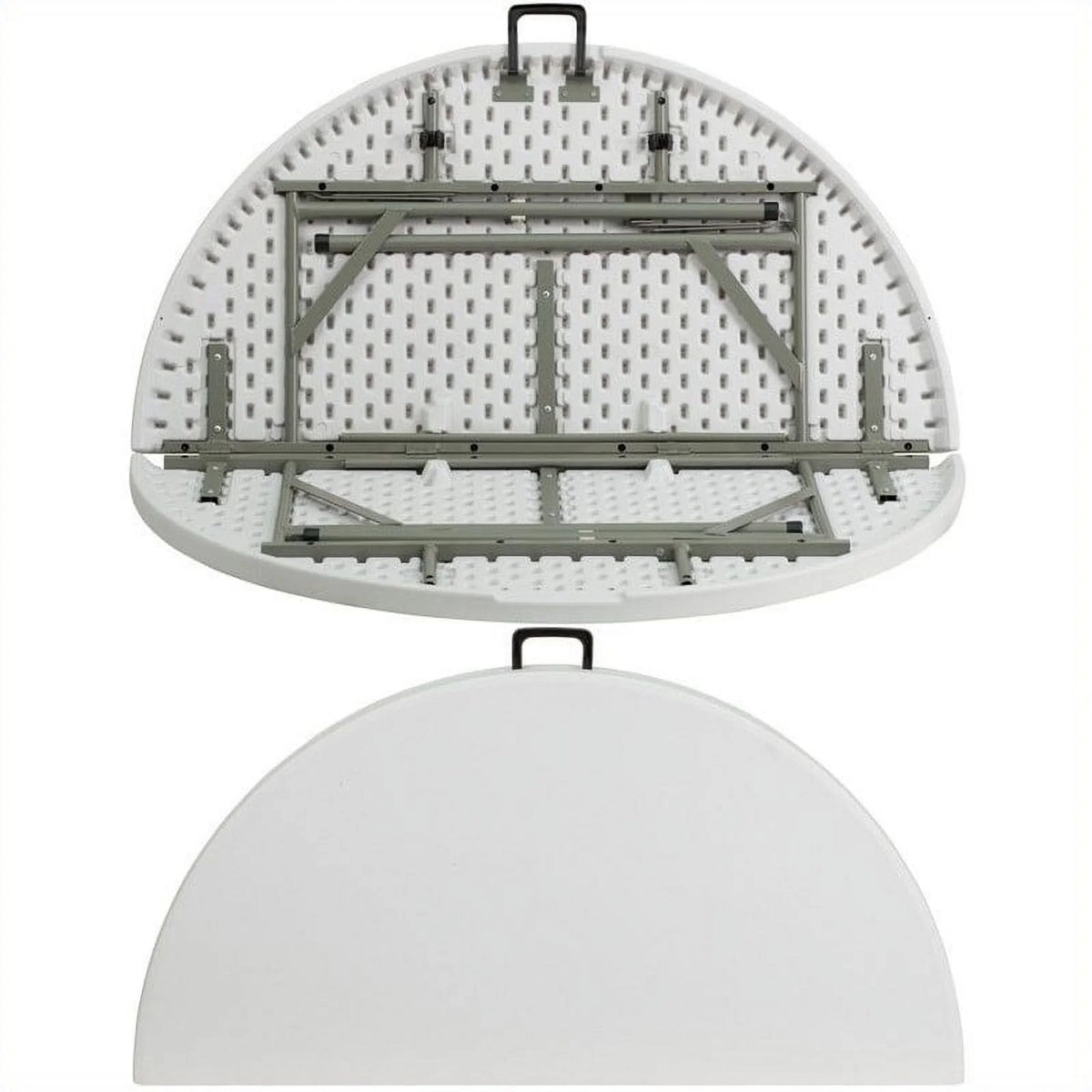 60.5" Round Granite Folding Table in White W476