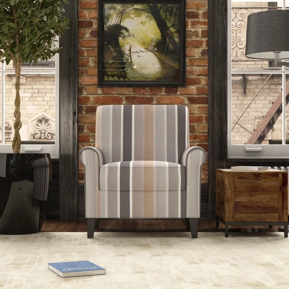 Turquoise Stripe Rolled Arm Chair F923