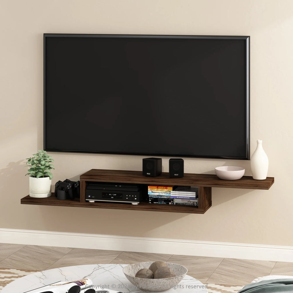 Wall Mounted Floating Media Console, 60 inch, Columbia Walnut Q9821
