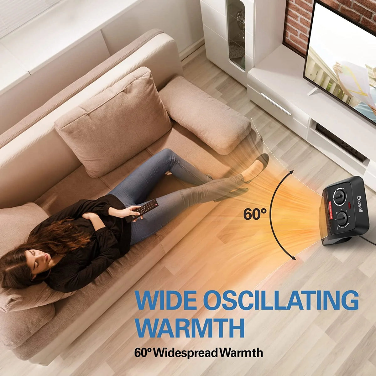 18" 1500W Ceramic Electric Tower Heater Q842