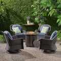 4-Seater Wicker Swivel Chair and Fire Pit T23983