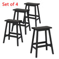 Set of 4 Black Wooden Saddle Seat Bar Stools N8956