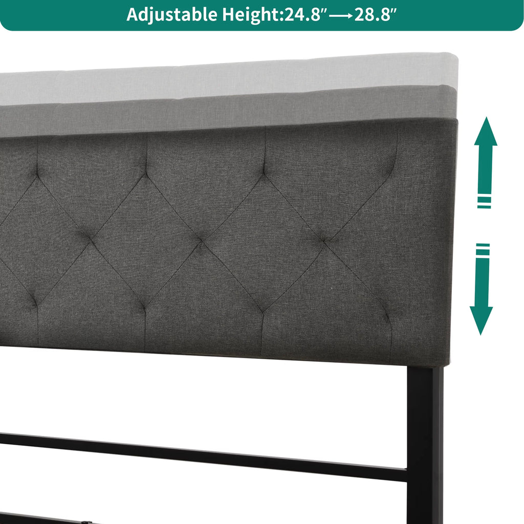 Full Size Upholstered Platform Bed with Adjustable Headboard D660308