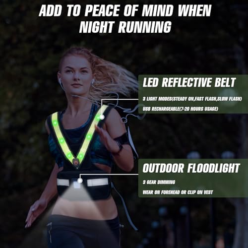 Weighted Vest with LED Reflective Belt and Outdoor Headlight, 2-10 lbs T76960