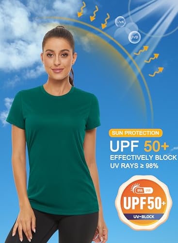 Women's Short Sleeve T-Shirts UPF 50+ Sun Protection Quick Dry Athletic Running Rash Guard Tops E653