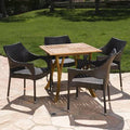 Acacia Wood Wicker 5 Piece Dining Set P4988