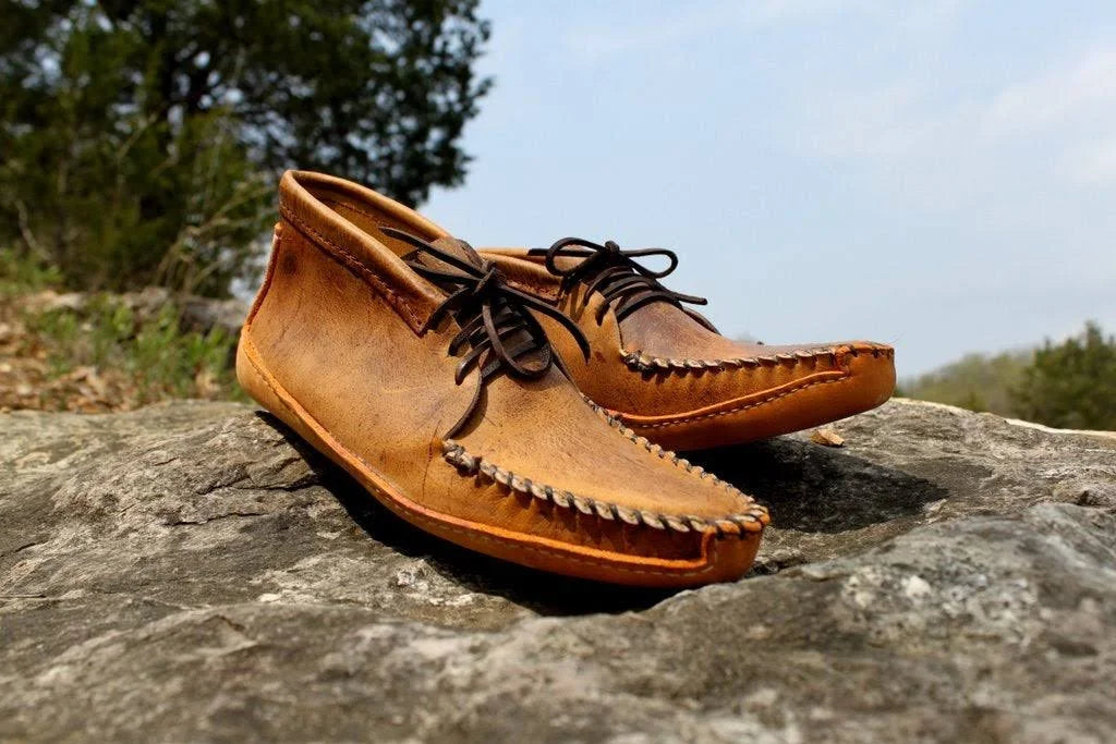 Tan Distressed Batwing Moccasins V425434