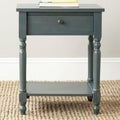 Steel Teal Solid Wood End Table with Storage Q93713