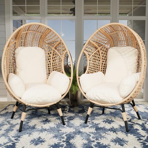 Oversized Wicker Egg Chair with Cushion 500lbs Capacity G134822